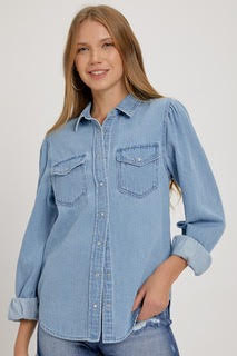 Shirt, Denim, Shirred Shoulder