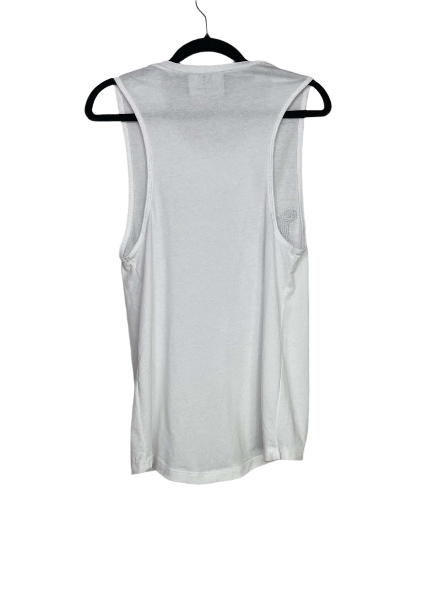 Muscle Racerback White Tank Top, Silver Walking Tiger