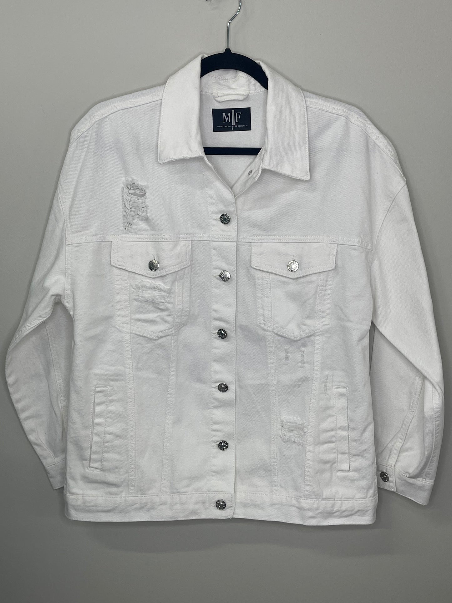 Jacket, Denim White, Gunmetal Queen Bee