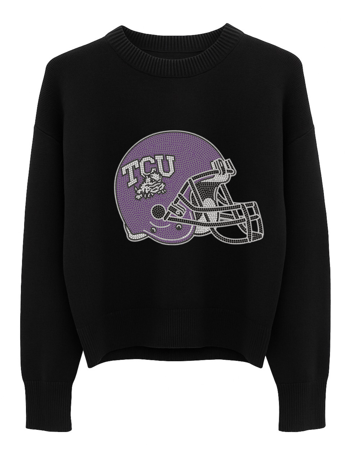 TCU Helmet Black Crewneck Long Sleeve Sweater