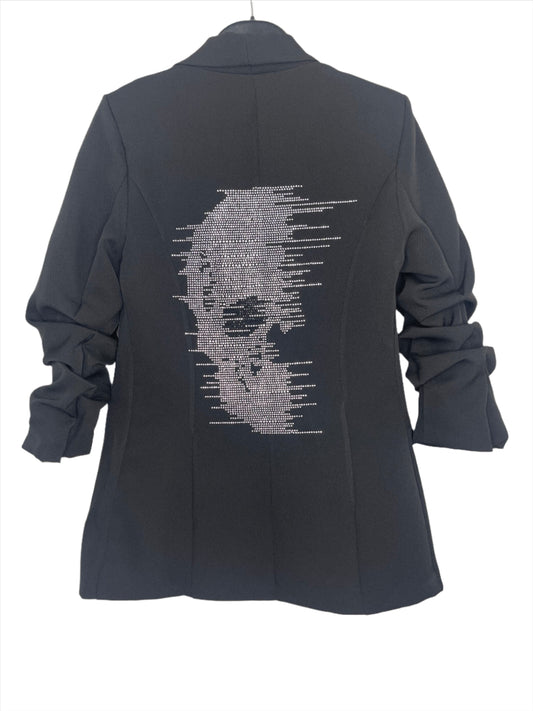 Blazer, Black Ruched, Silver Faded Skull