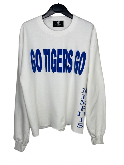 Game Day Sweatshirt, Crewneck White, Go Tigers Go Memphis