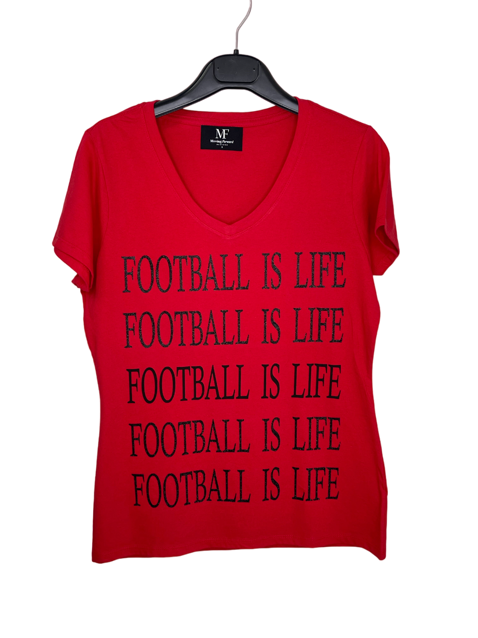 Game Day T-Shirt, Short Sleeve V-Neck Red, Football is Life