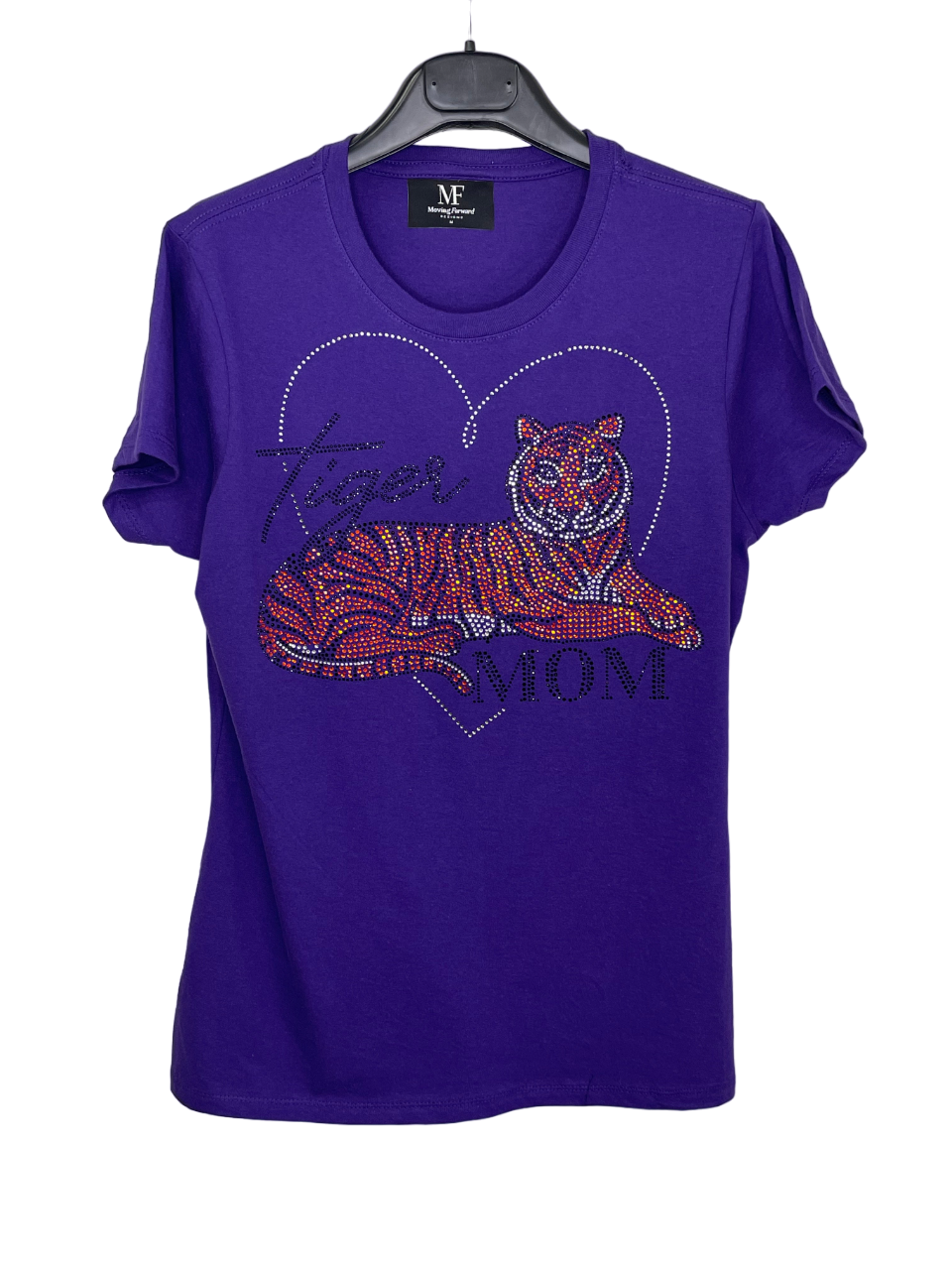 Game Day T-Shirt, Short Sleeve Purple, Tiger Mom