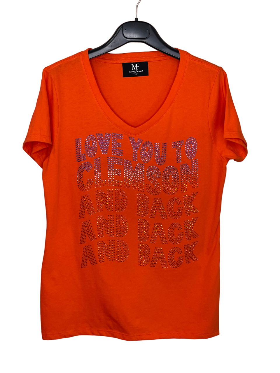 Game Day T-Shirt, Short Sleeve V-Neck Orange, Clemson and Back