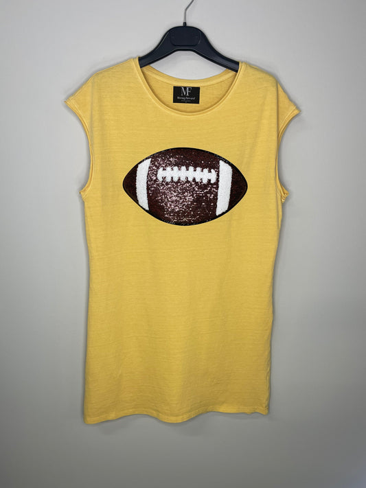 Game Day Dress, Yellow, Sequin Football