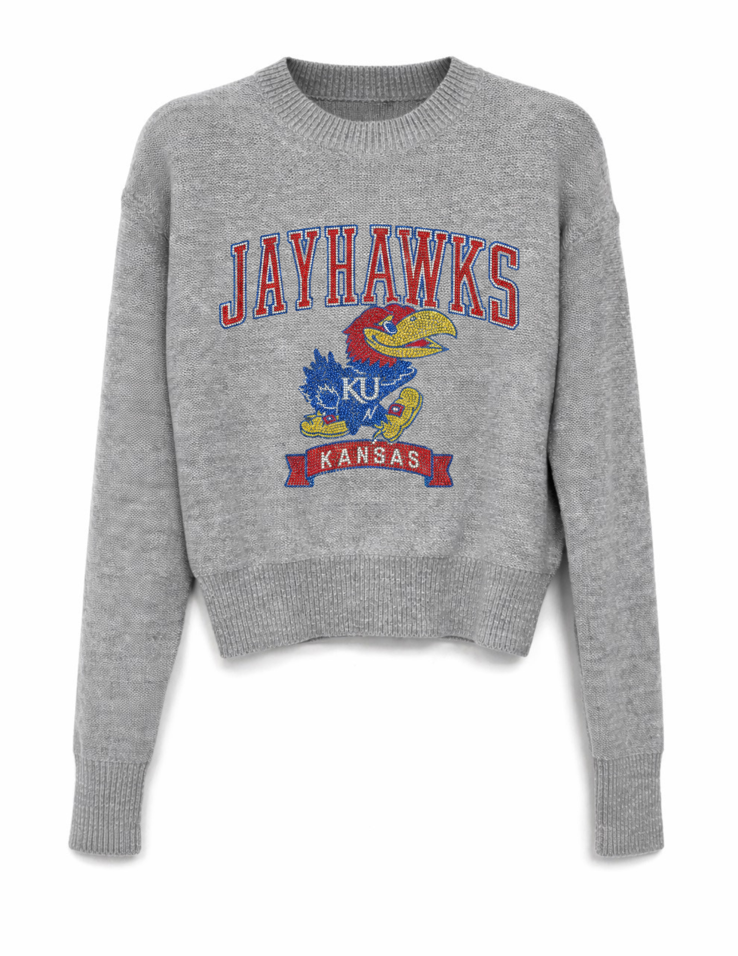 University of Kansas Jayhawks KU Kansas Gray Crewneck Sweater