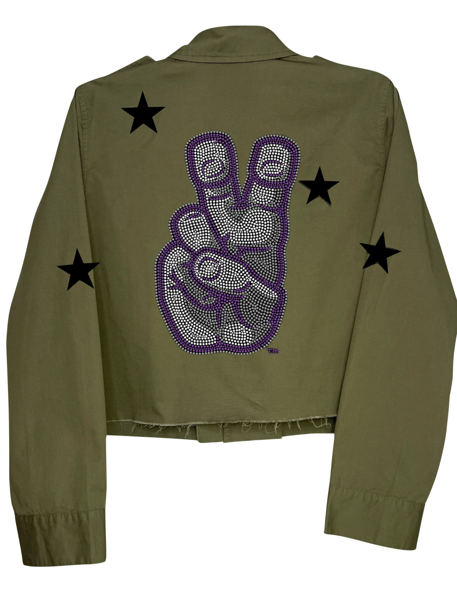 TCU Frog Horns Hand Sign Logo Army Green Shacket