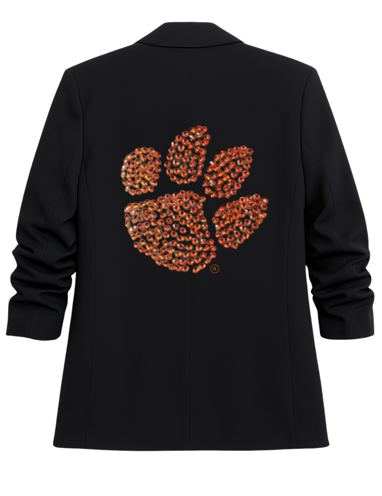 Licensed Game Day Blazer, Black Ruched, Clemson Orange Paw