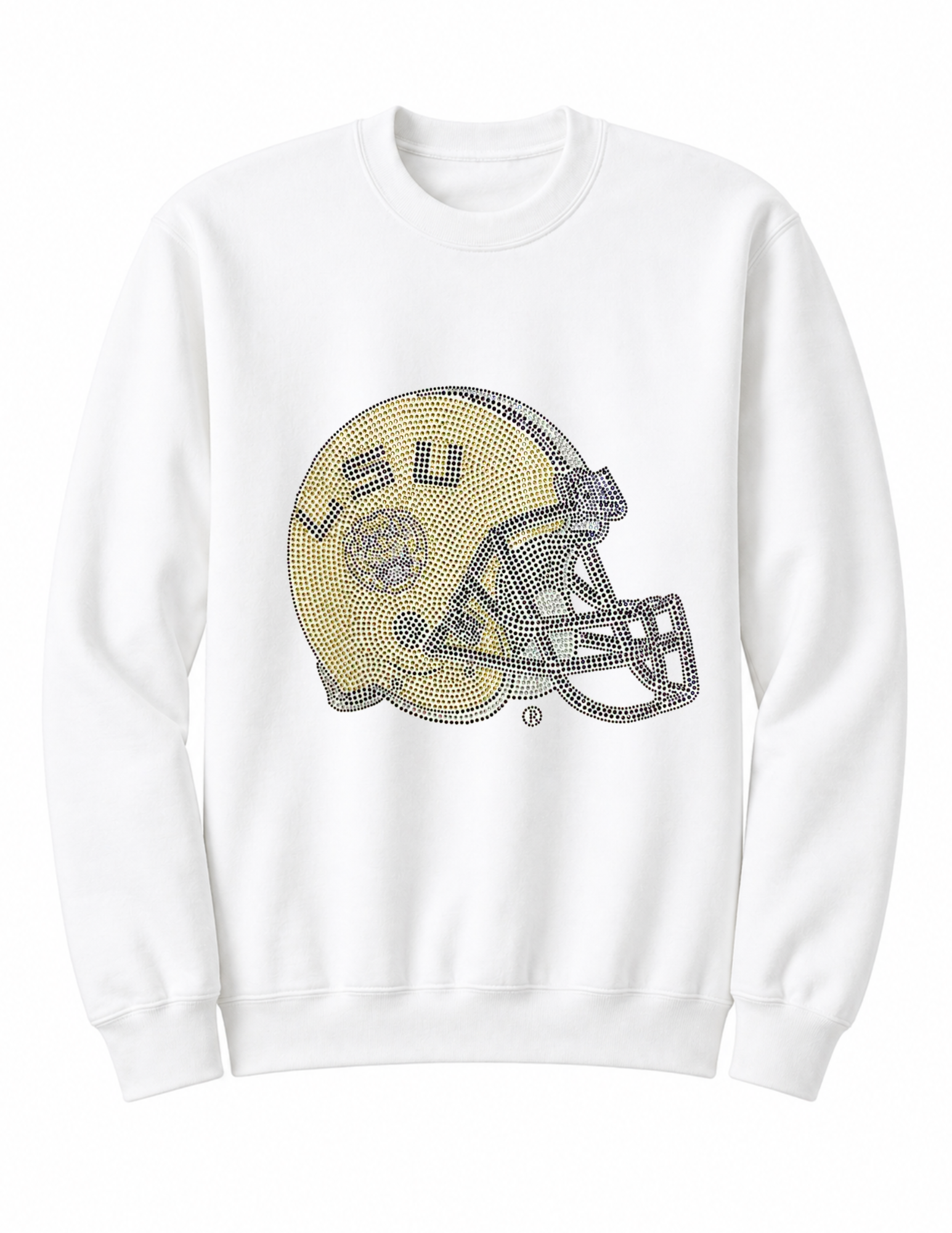LSU Helmet White Crewneck Sweatshirt