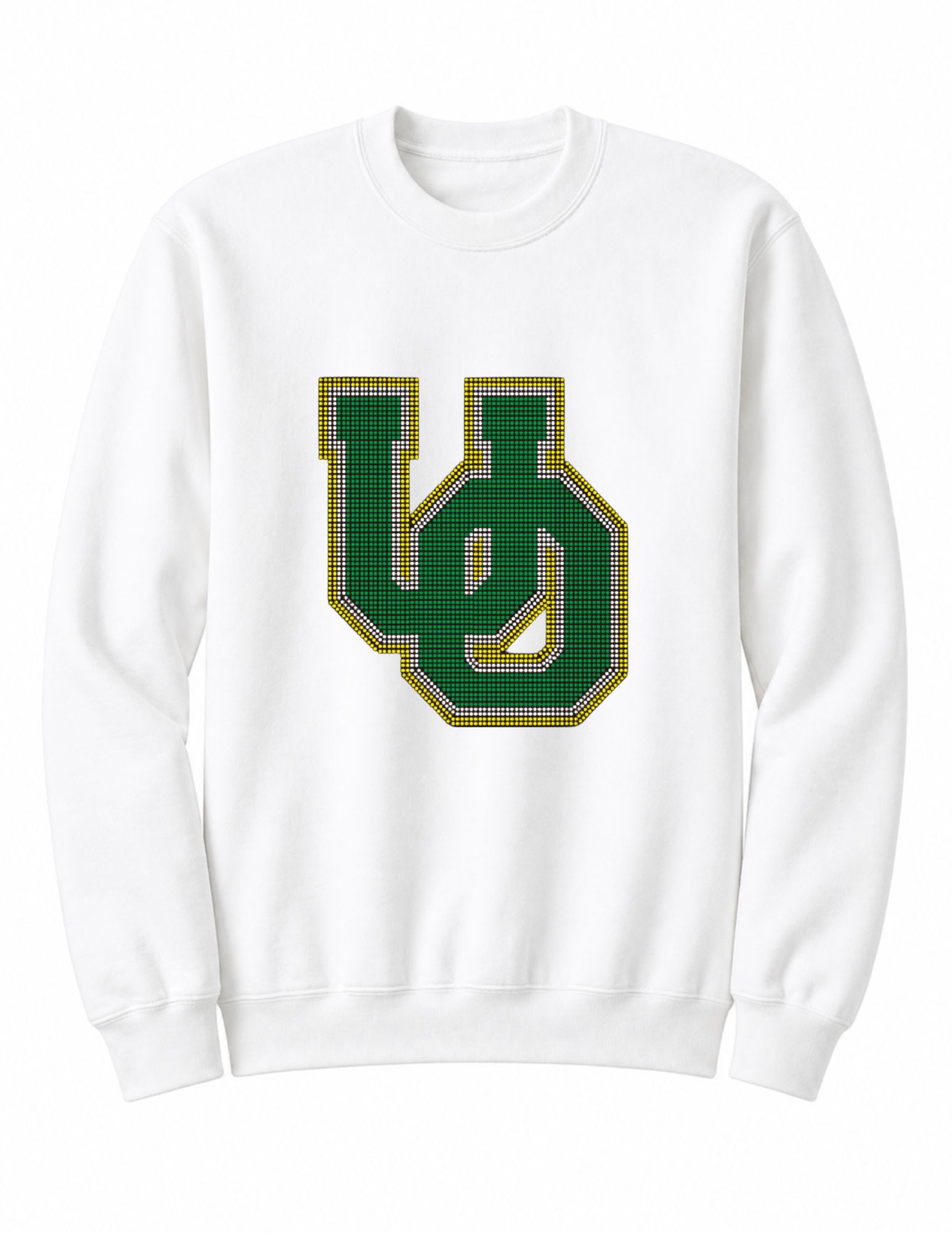 University Of Oregon Large Interlocking UO White Crewneck Sweatshirt