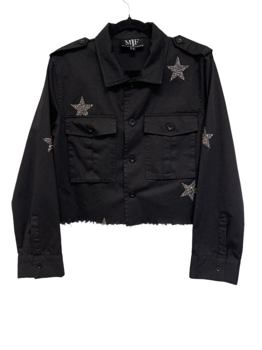 Shacket, Army Black Cropped, Gunmetal Stars
