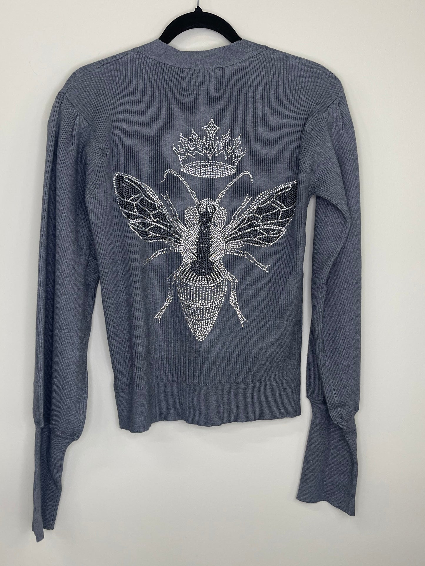 Sweater, Cardigan Puff Gray, Silver Queen Bee
