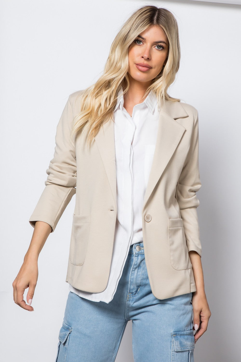 Blazer, Stretch Patch Pocket Cream, Jaguar