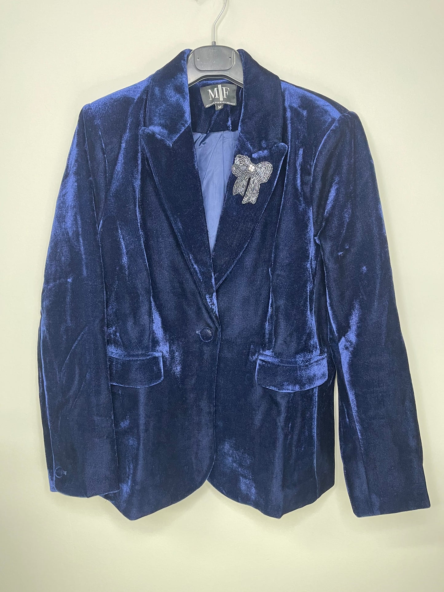 Blazer, Velvet Midnight, Bow on Lapel