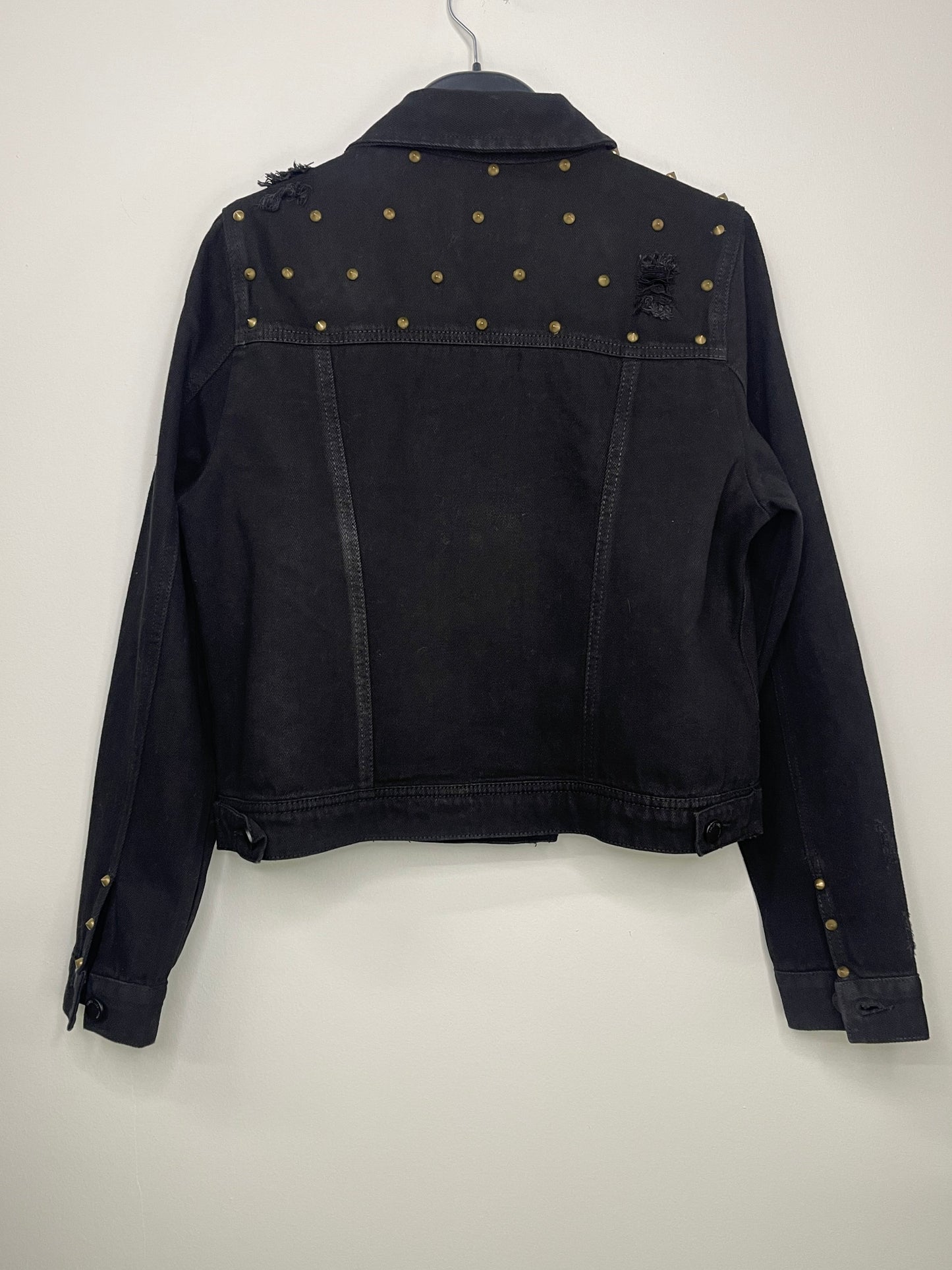 Jacket, Denim Black, Gold Stud Shoulders