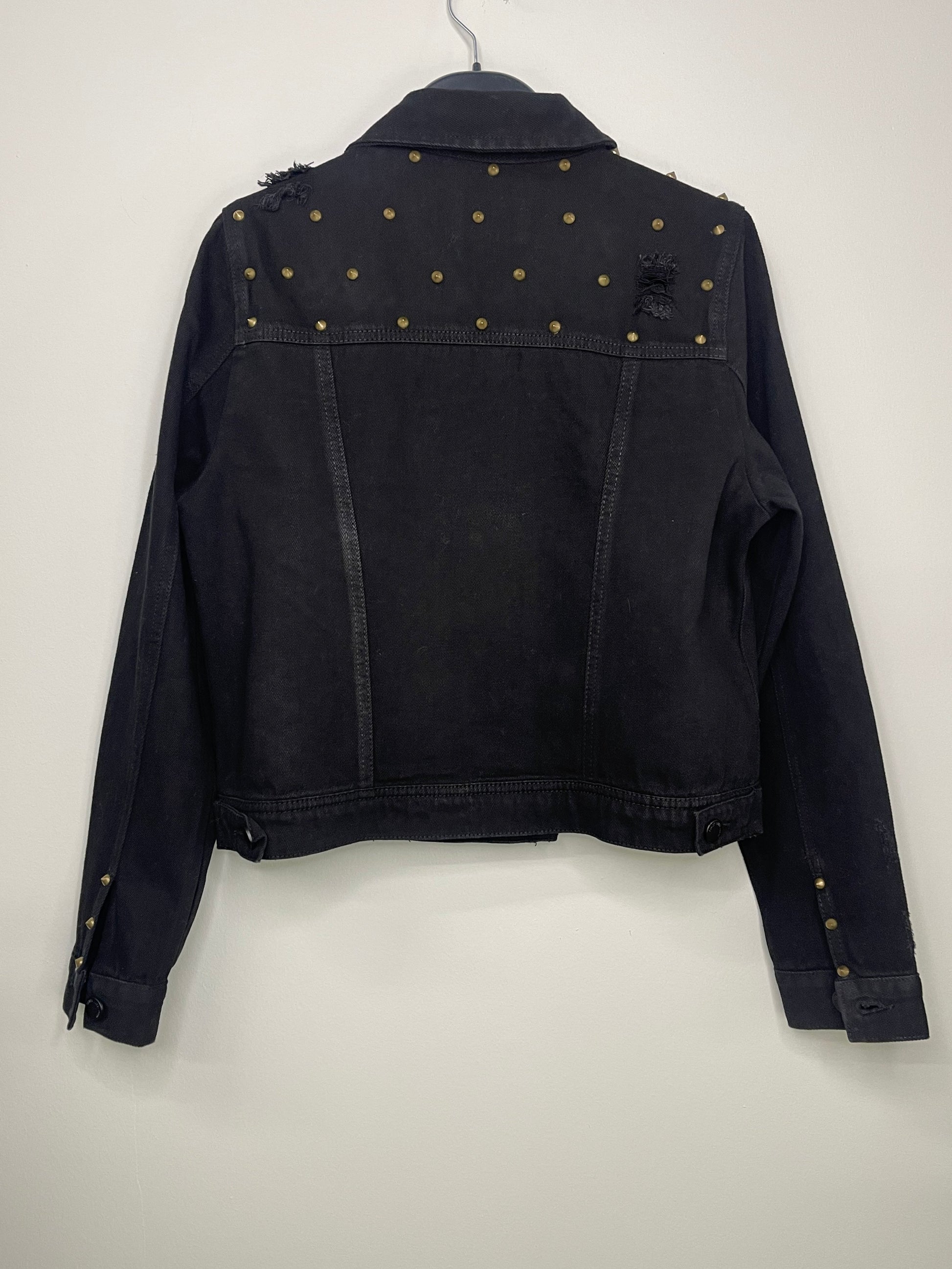 Black Denim Jacket W/ Gunmetal & Bronze Studded Western Details main image 1