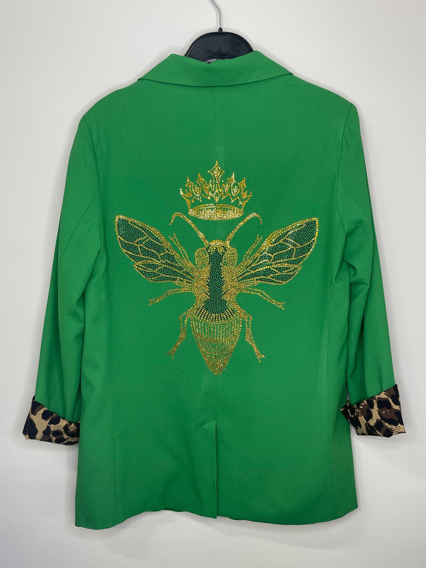 Blazer, Leopard Lined Green, Gold Queen Bee