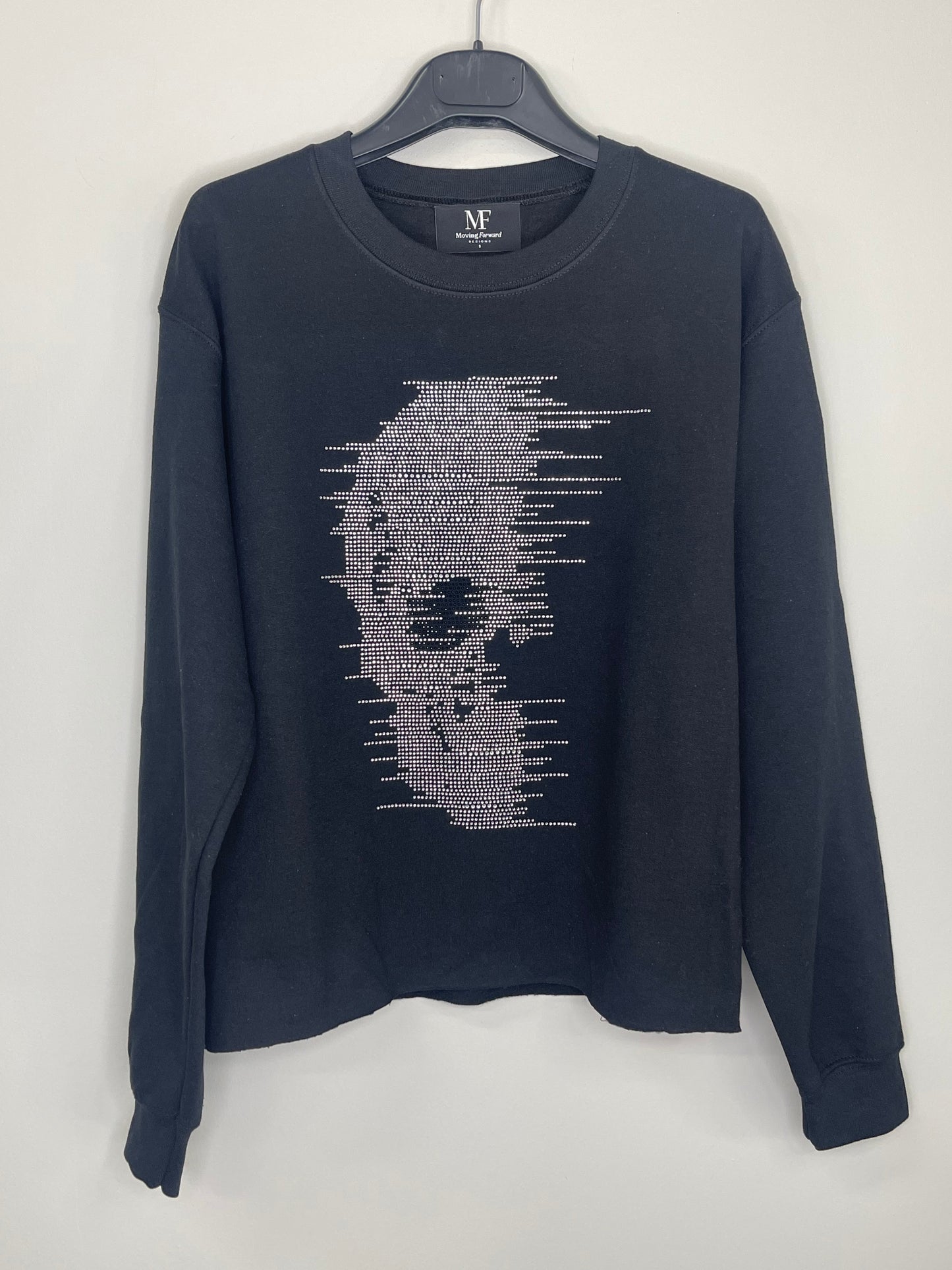 Sweatshirt, Crewneck Black, Silver Faded Skull