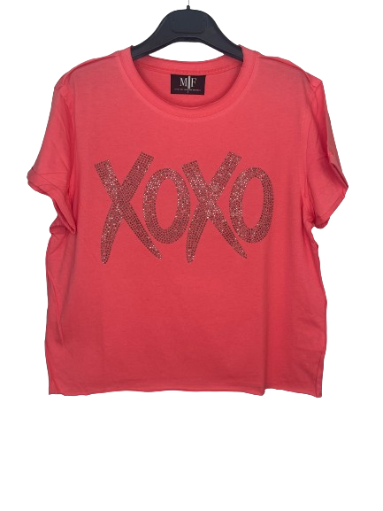 SMALL or LARGE T-Shirt, Raw Edge Coral, XOXO