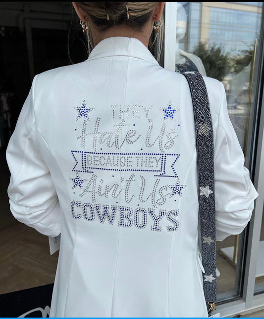 SMALL Ain't Us Cowboys White Ruched Blazer