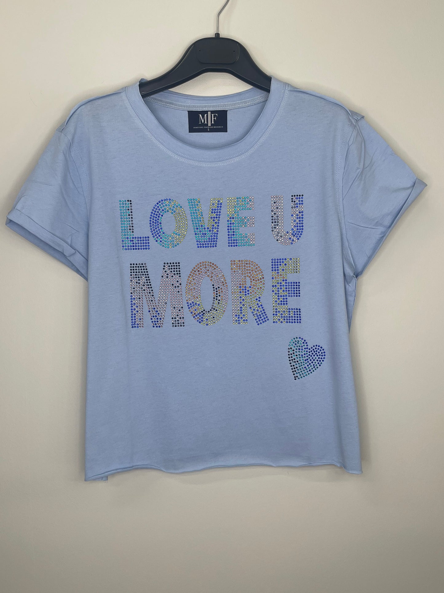 T-Shirt, Raw Edge Blue, Love U More