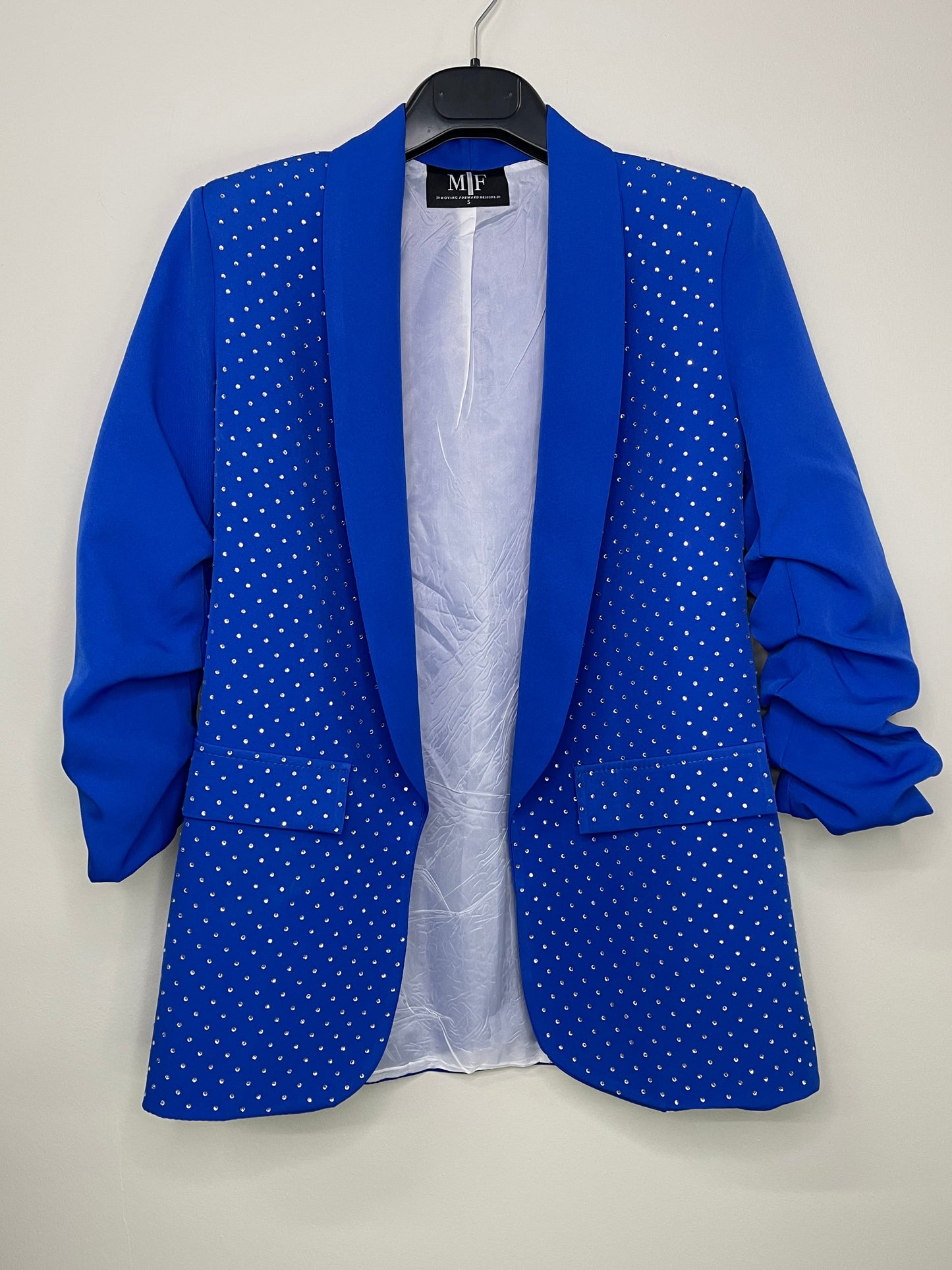 Blazer, Ruched Royal Blue, Clear Full Waterfall Front & Back