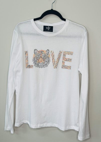T-Shirt, Long Sleeve White, Tiger Love