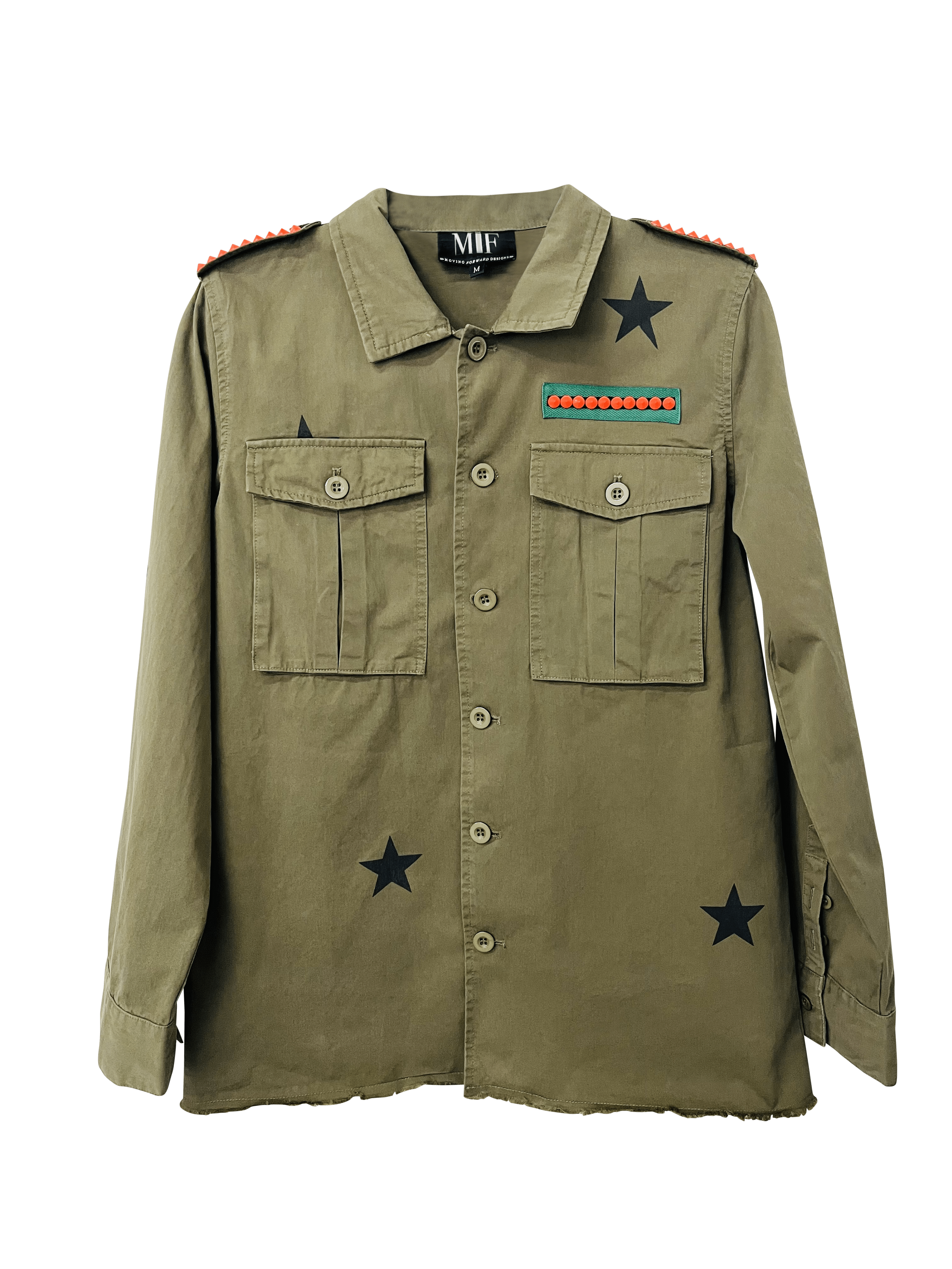 Tiger Face Army Green Shacket