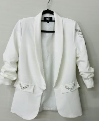 Love White Ruched Blazer