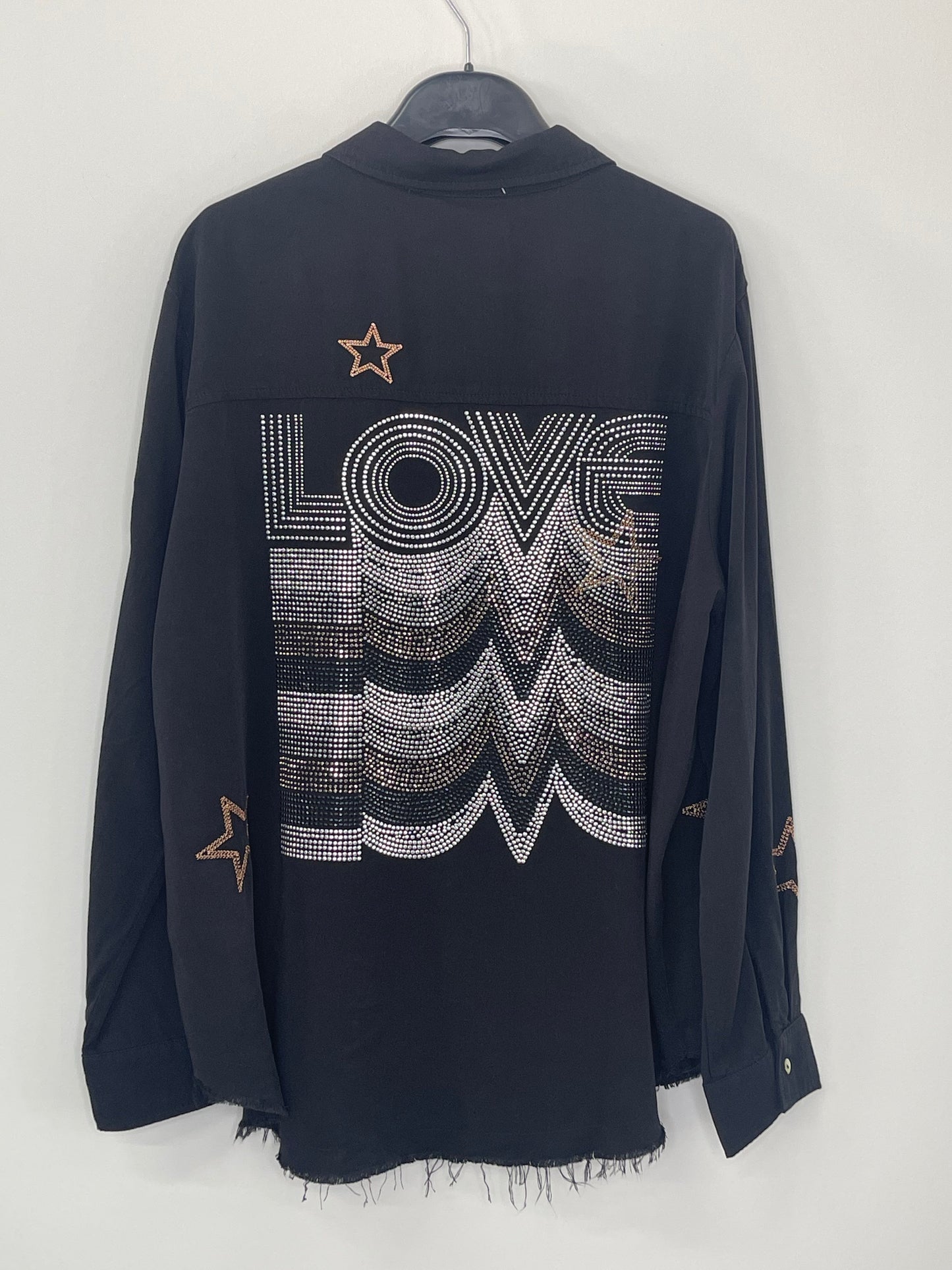 Shirt, Embroidered Star Black, Gunmetal Love Repeater