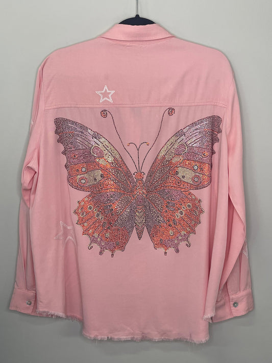 Shirt, Embroidered Star Light Pink, Butterfly
