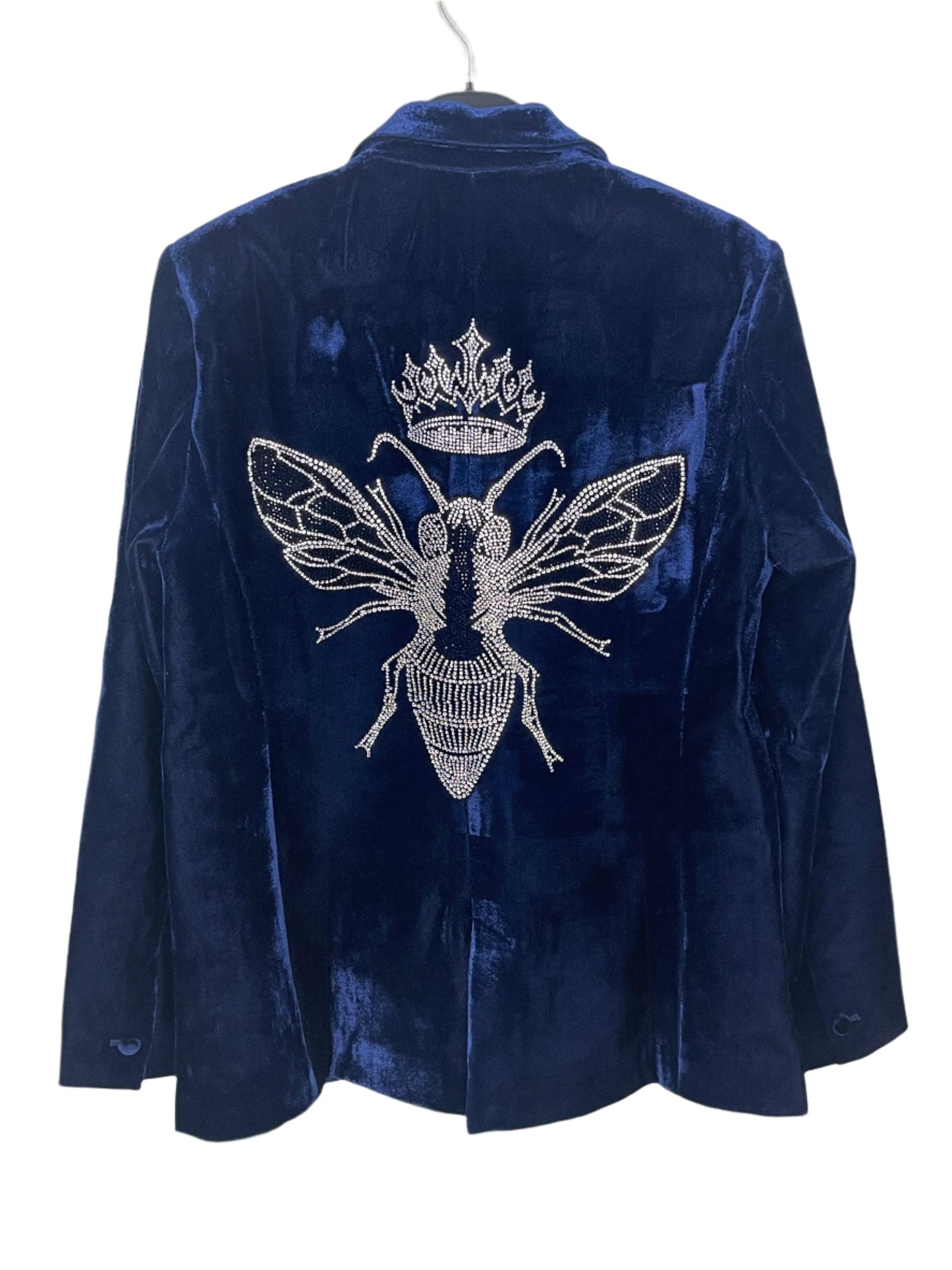 Blazer, Velvet Midnight Blue, Silver Queen Bee w/ Waterfall Pockets