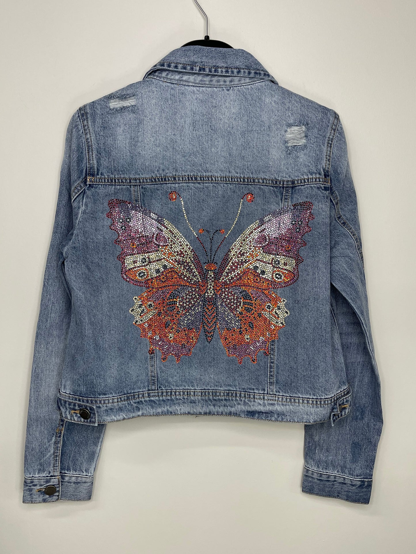 Jacket, Denim Medium Wash, Butterflies