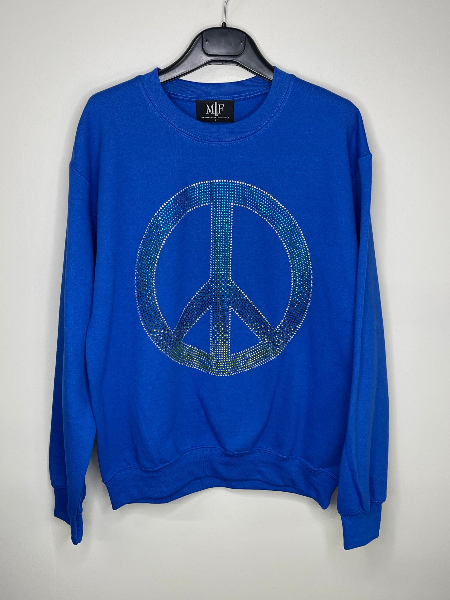Sweatshirt, Crewneck Royal Blue, Peace Sign