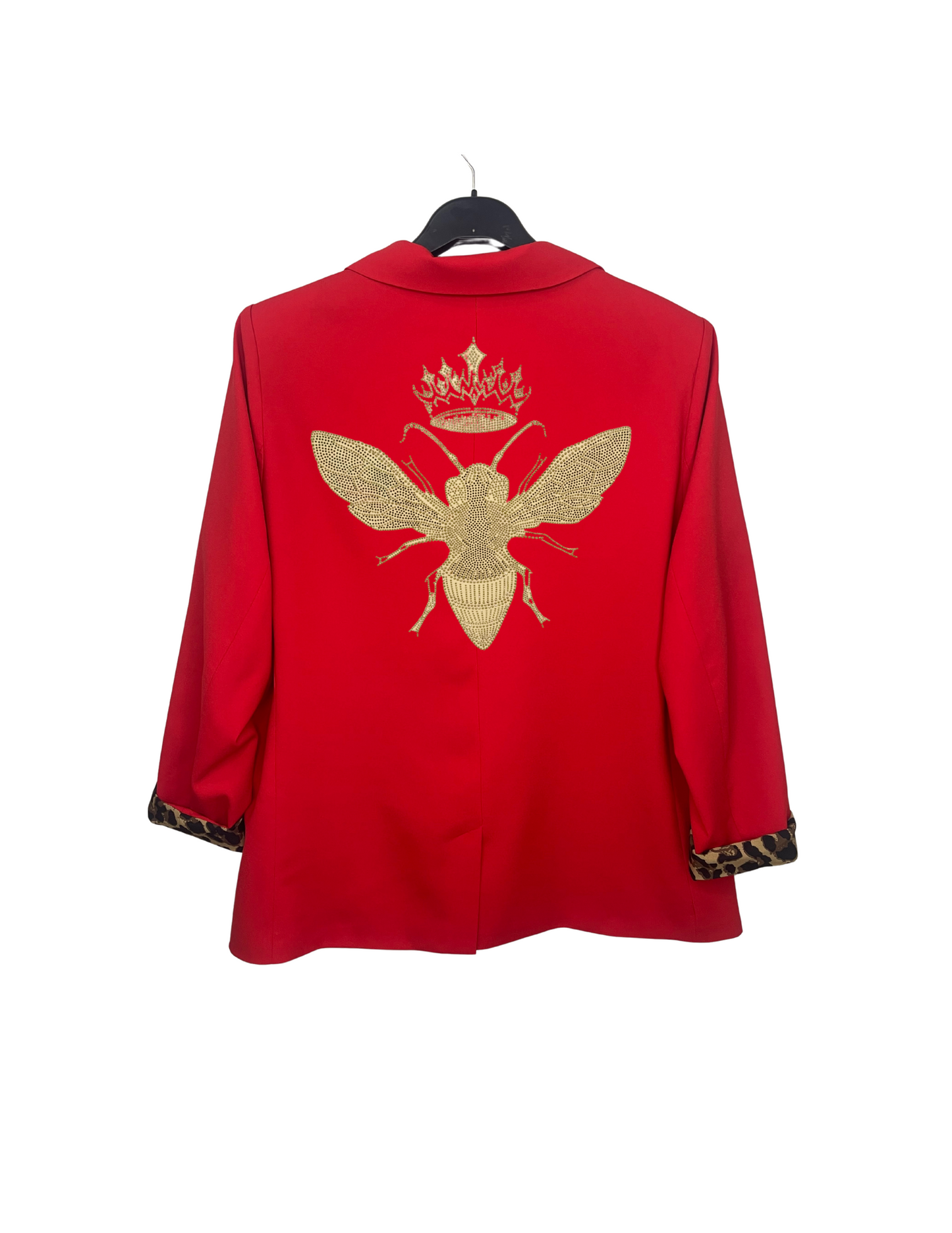 Blazer, Leopard Lined Red Extended Size, Gold Queen Bee