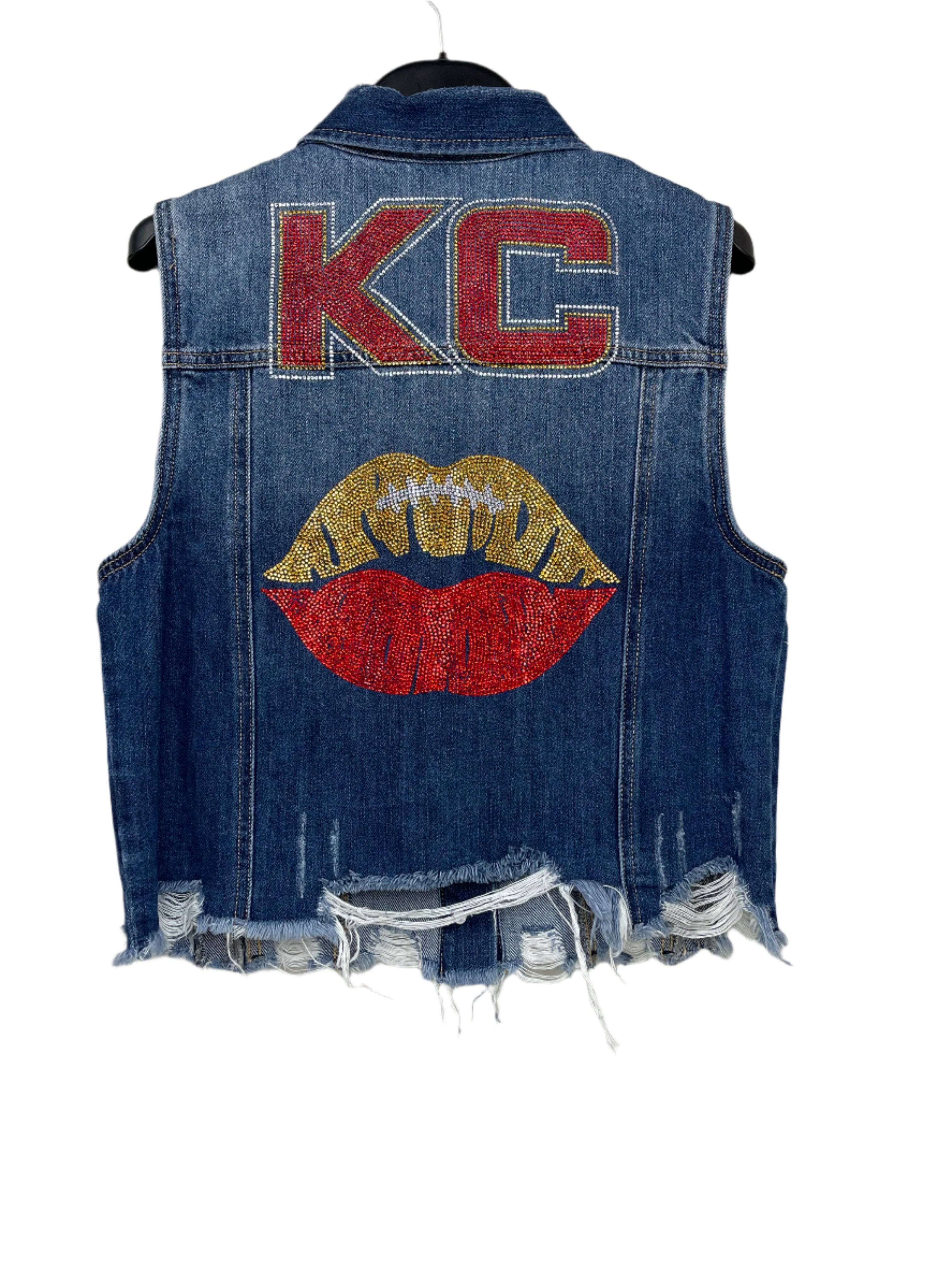 Game Day Vest, Denim, KC Lips