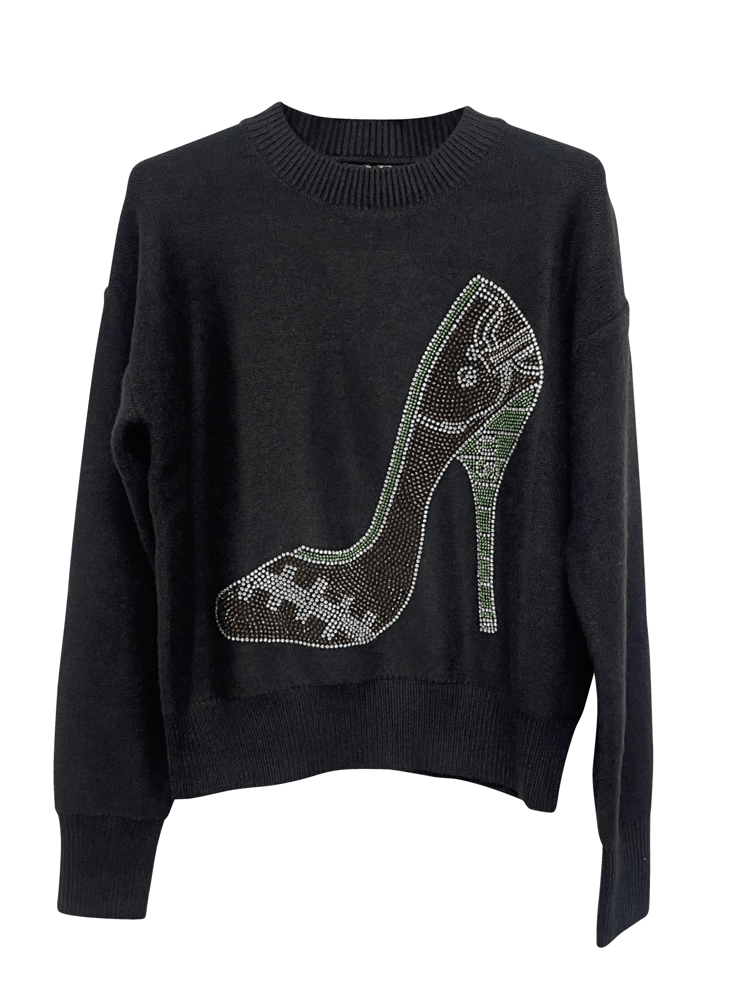 Game Day, Sweater, Crewneck Black, Football Field High Heel