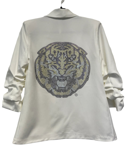 Licensed Game Day Blazer, Ruched White, LSU Tiger