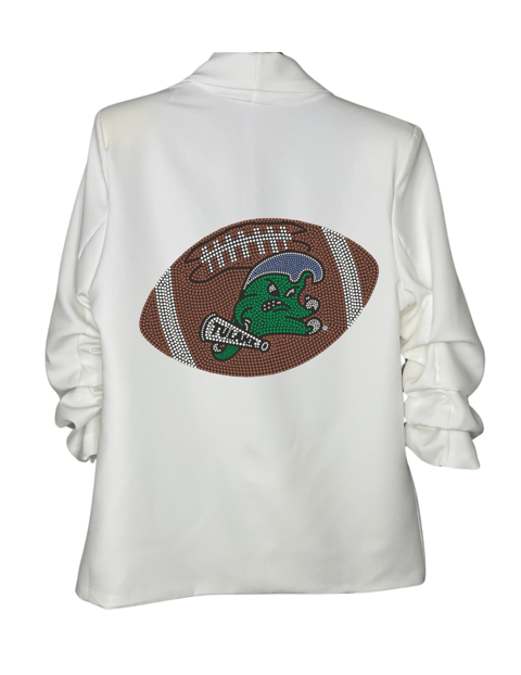 Game Day Blazer, Ruched White, Tulane Football