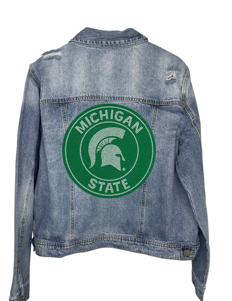 Licensed Game Day Jacket, Blue Denim, Michigan State Circle Logo