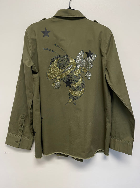 Licensed Game Day Shacket, Georgia Tech Navy and Yellow Bee