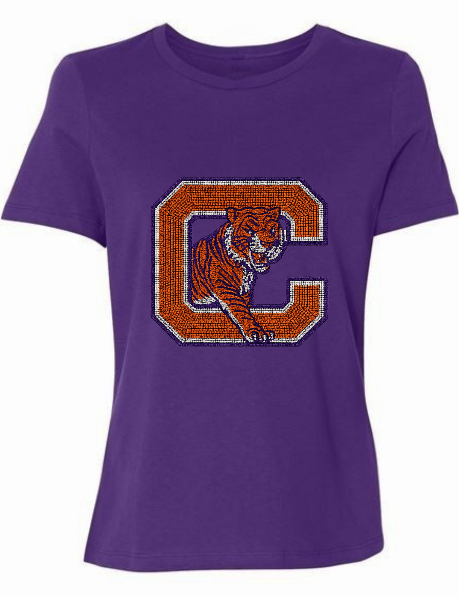 Clemson University C Tiger Purple Crewneck Short Sleeve T-Shirt