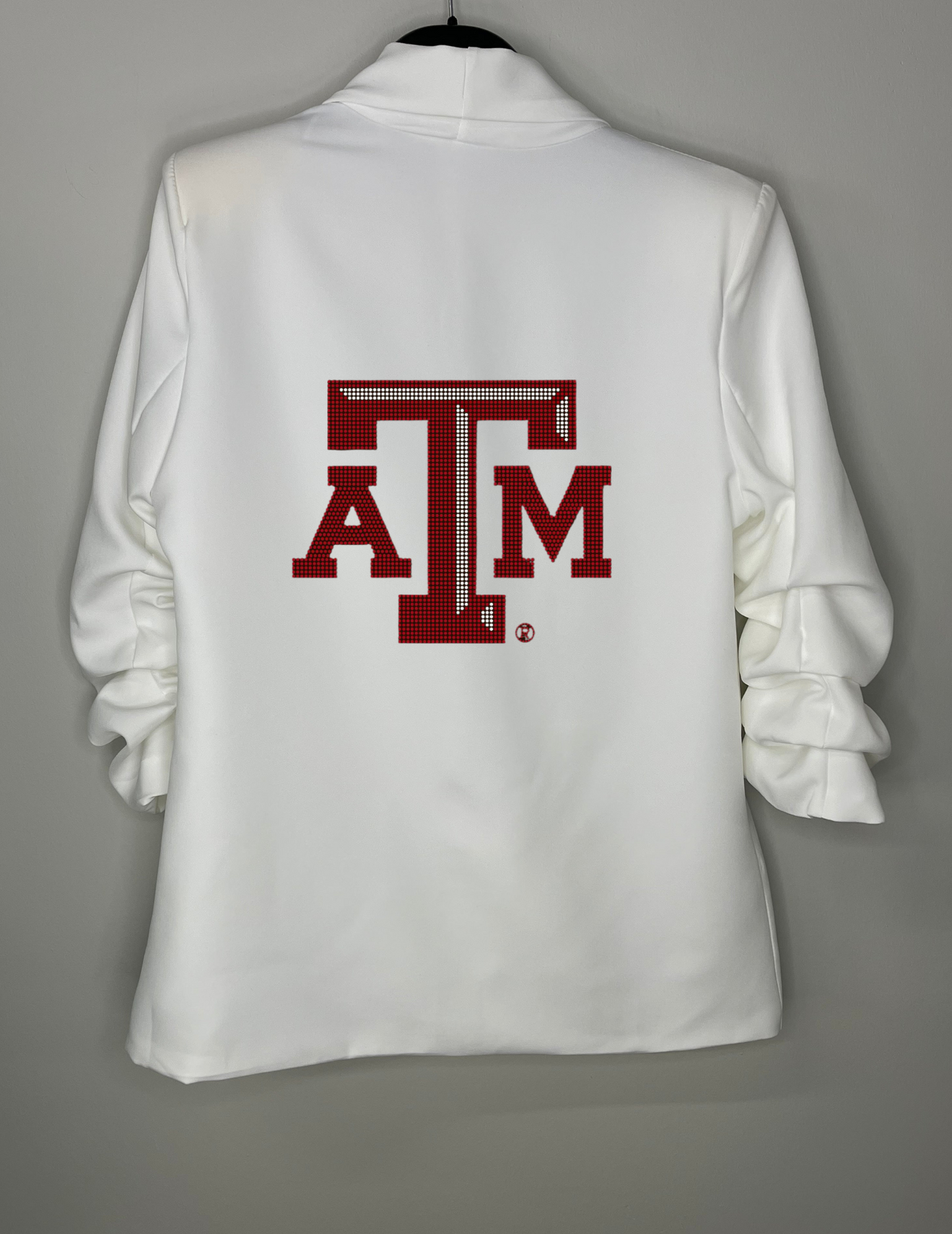Licensed Game Day Blazer, White Ruched, Texas A&M Logo