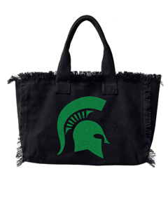 Black Canvas Tote Bag, Michigan State Spartan