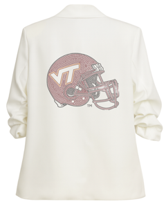 Licensed Game Day Blazer, White Ruched, Virginia Tech Helmet