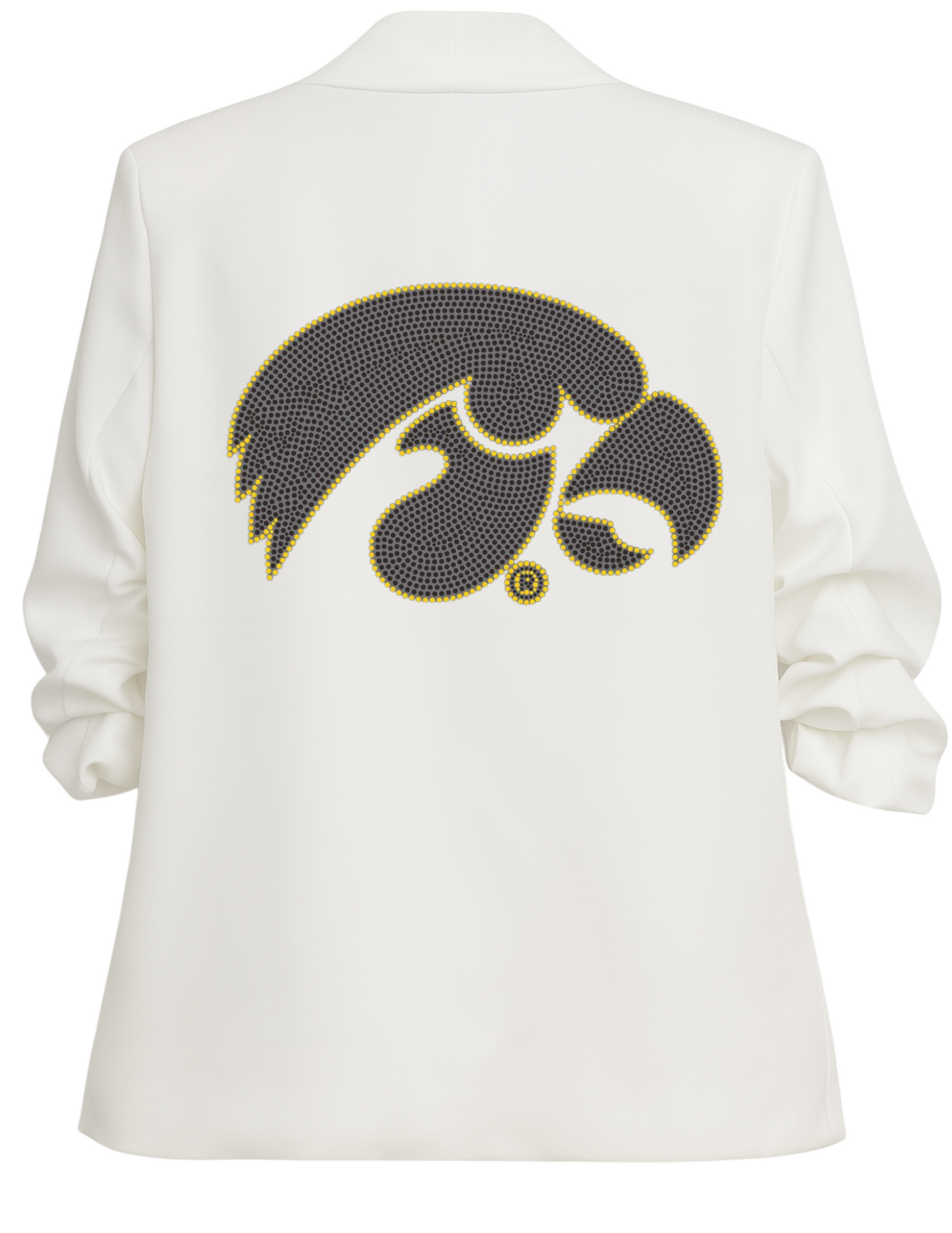 Licensed Game Day Blazer, White Ruched, Univ of Iowa Black Tigerhawk