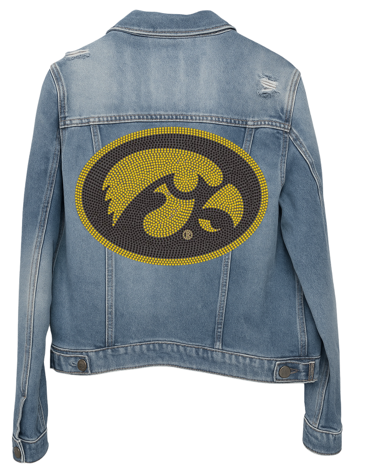 Licensed Game Day Jacket, Blue Denim, Univ of Iowa Oval Tigerhawk