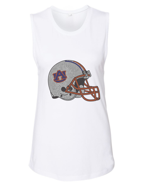 Licensed Game Day Tank Top, White, Auburn Univ Helmet