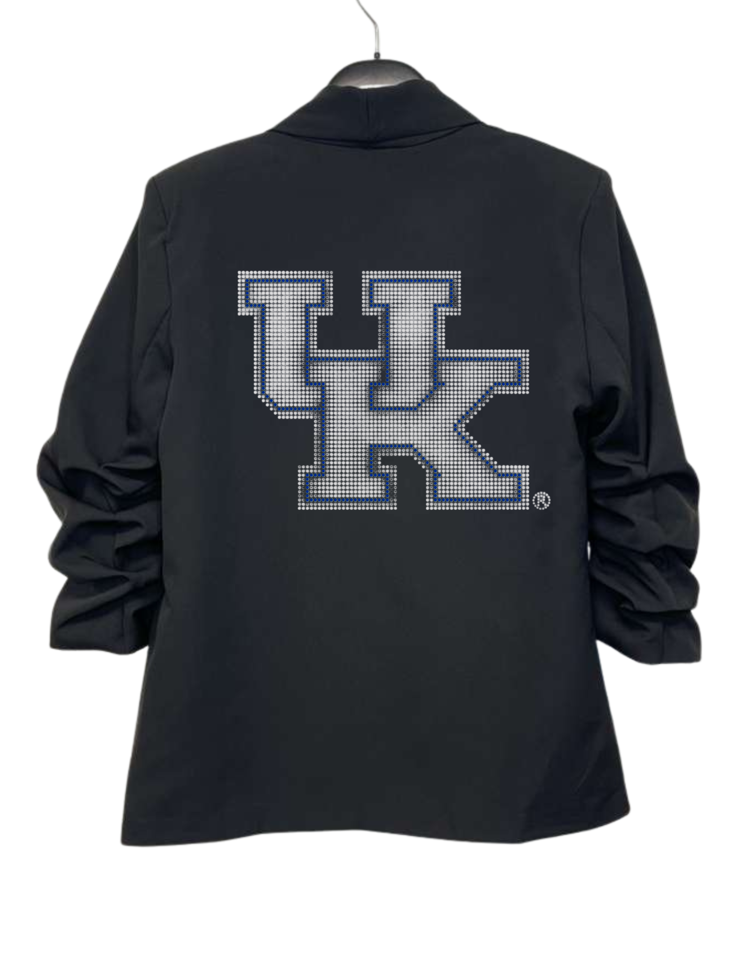 Licensed Game Day Blazer, Black Ruched, Univ of Kentucky UK White